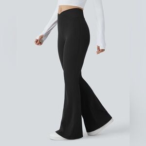 Halara Crossover High Waisted Pocket Waffle Casual Flare Pants